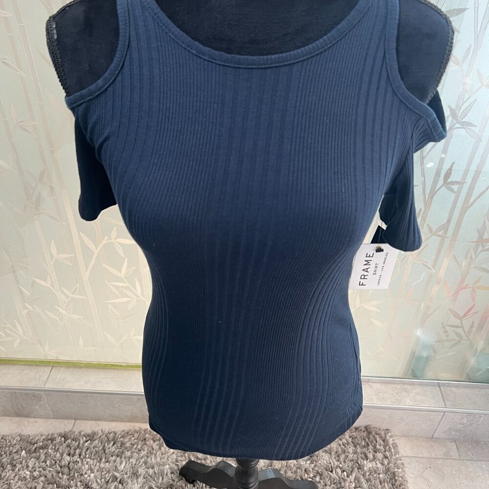 Blue Cold Shoulder Top